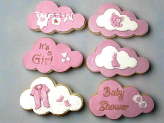 Baby Shower/ Christening Sugar Cookies with decorative fondant detailing