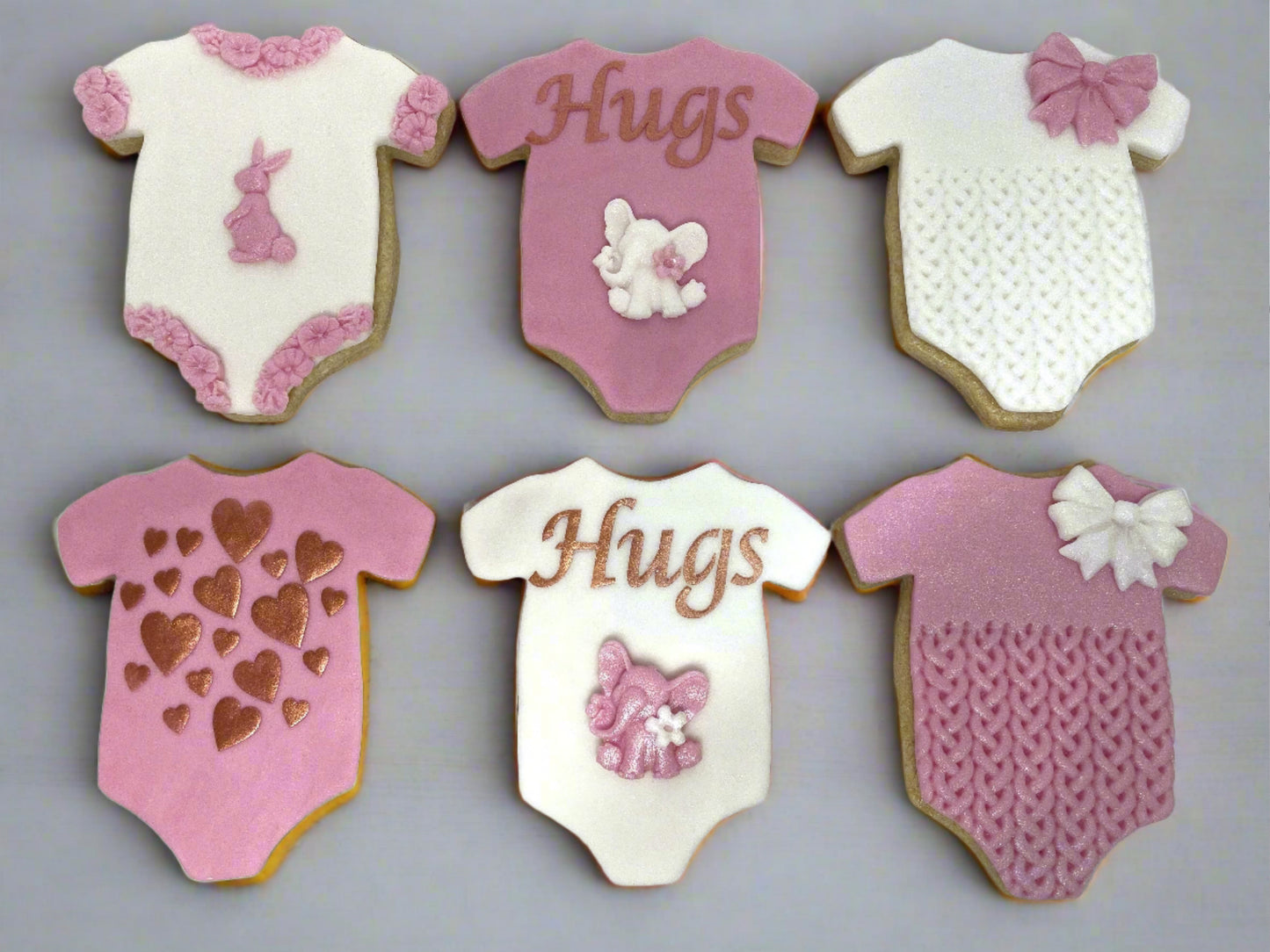 Baby Shower/ Christening Sugar Cookies with decorative fondant detailing