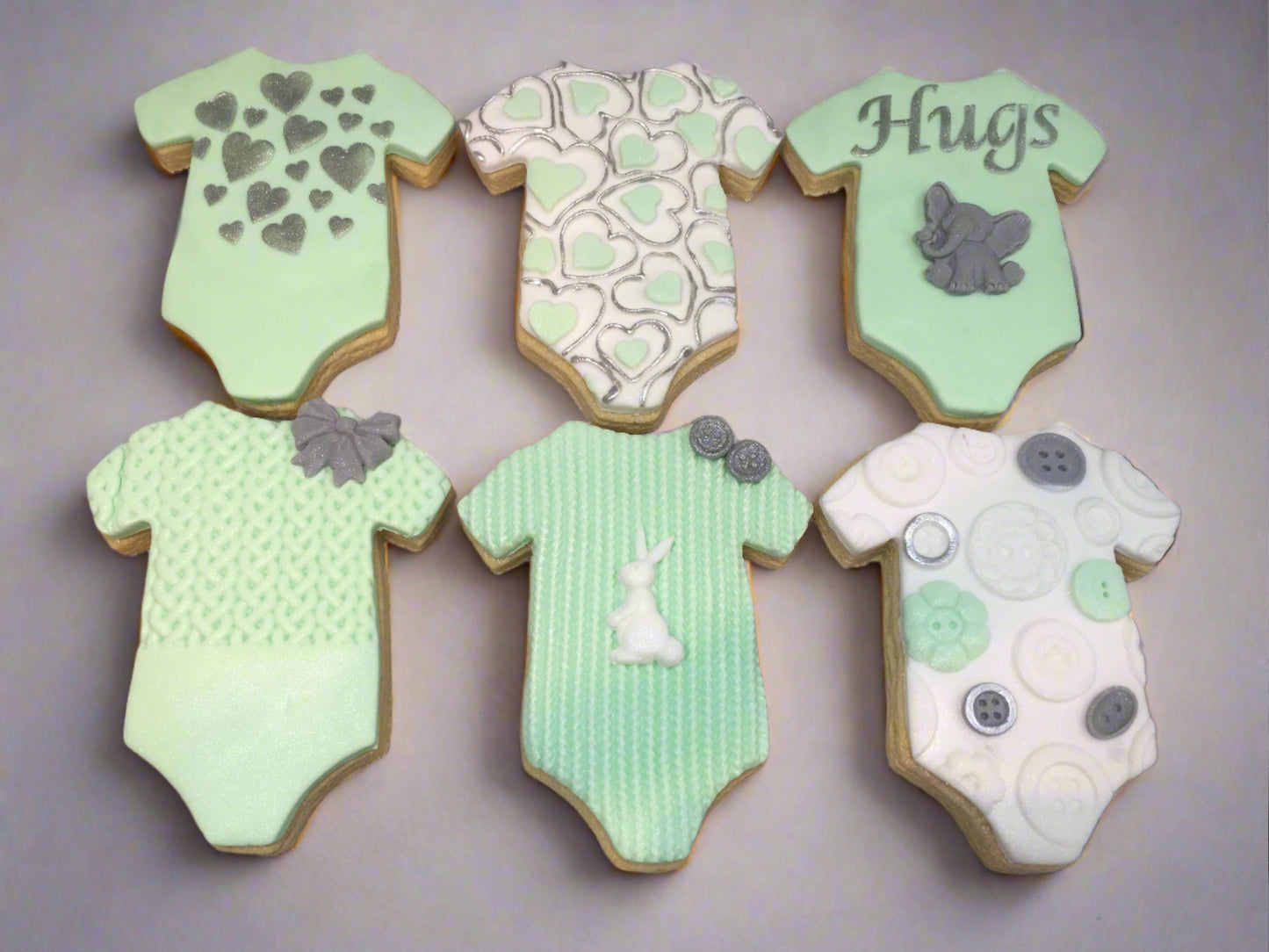 Baby Shower/ Christening Sugar Cookies with decorative fondant detailing