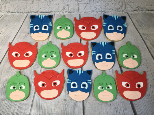 PJ MASKS Sugar Cookies with decorative fondant detailing Birthday Gift, Party Favour