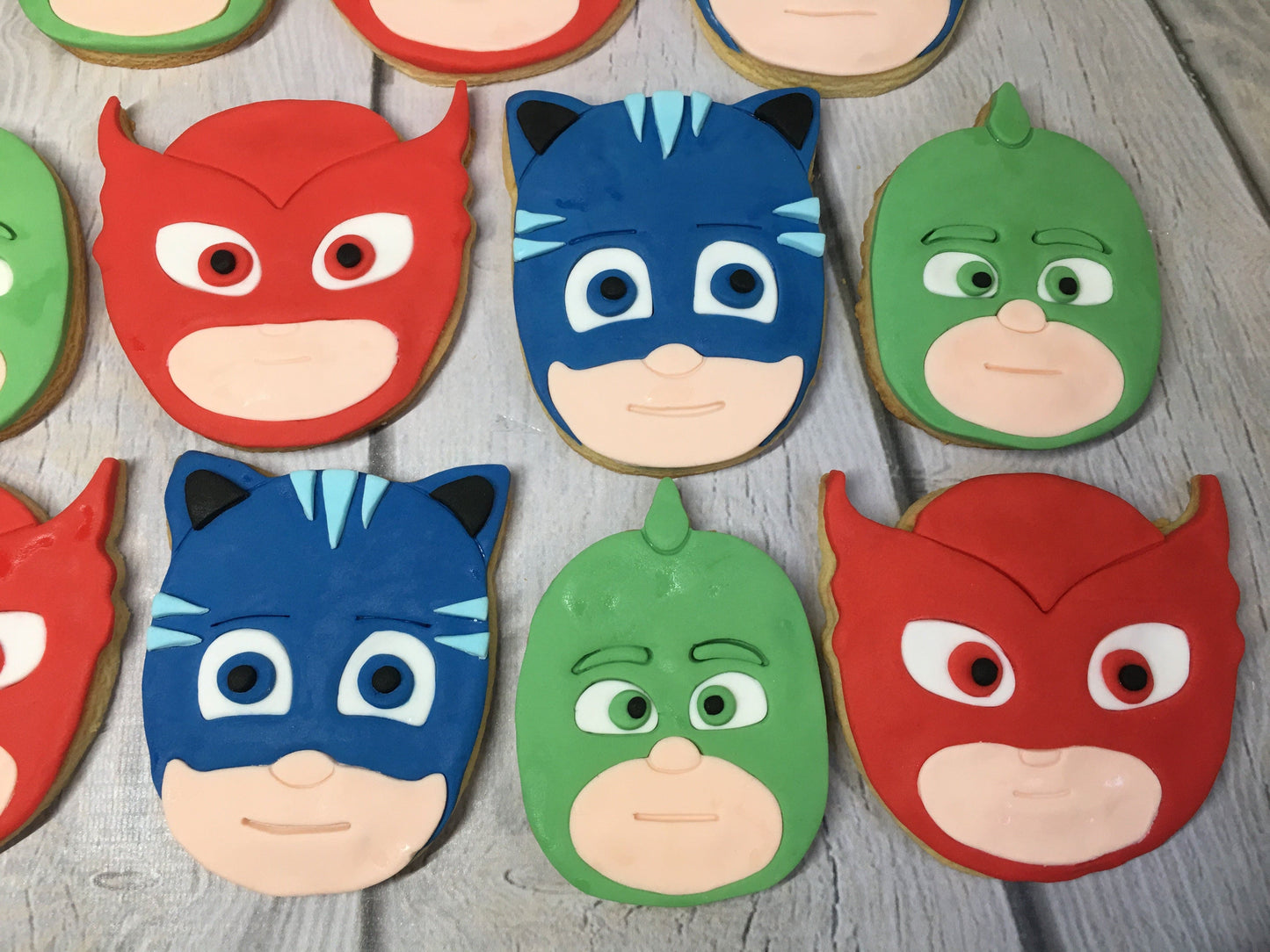 PJ MASKS Sugar Cookies with decorative fondant detailing Birthday Gift, Party Favour