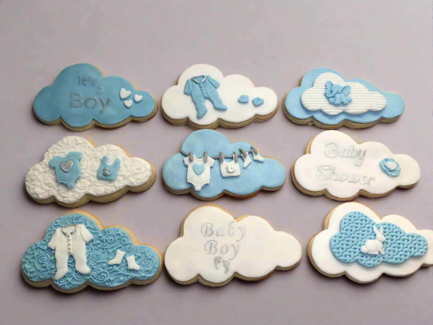 Baby Shower/ Christening Sugar Cookies with decorative fondant detailing