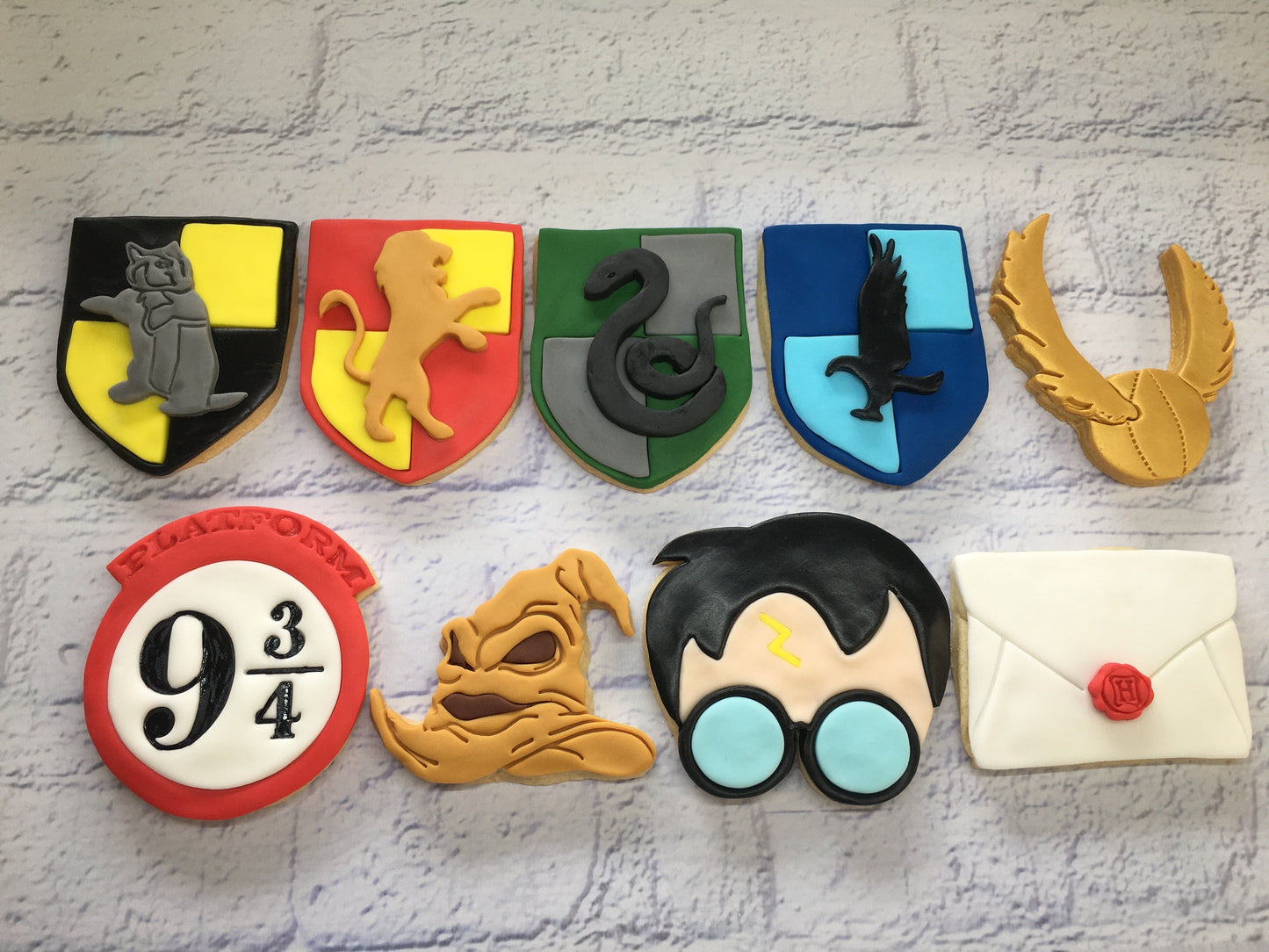 Harry Potter Sugar Cookies with decorative fondant detailing Birthday Gift/Party Favours