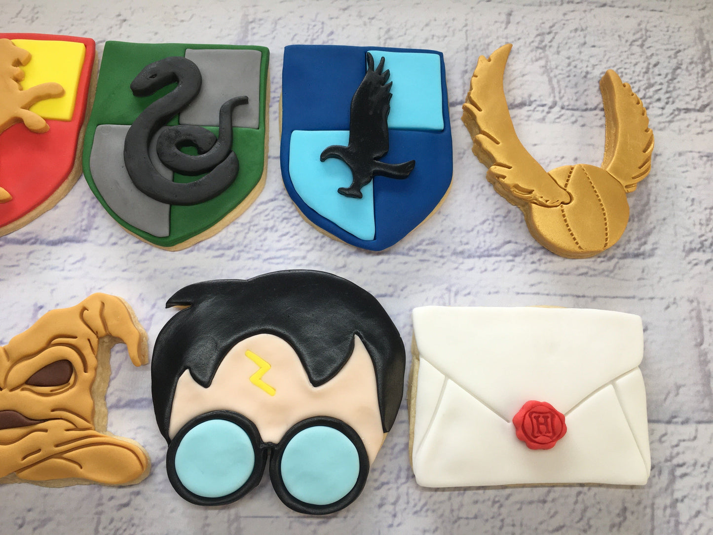 Harry Potter Sugar Cookies with decorative fondant detailing Birthday Gift/Party Favours