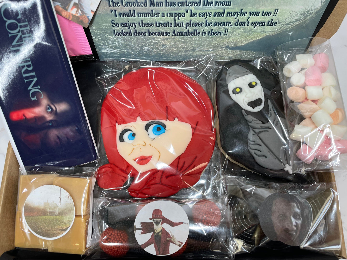 Conjuring/ Horror Treat Box, Annabelle /The Nun/Sinister/Crooked Man/ Afternoon Tea, Letterbox Gift