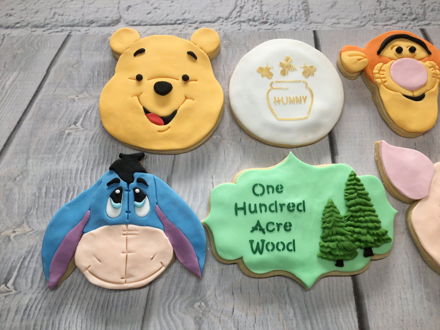 Winnie The Pooh, Tigger, Eeyore, Piglet Sugar Cookies with decorative fondant detailing Birthday Gift, Party Favour