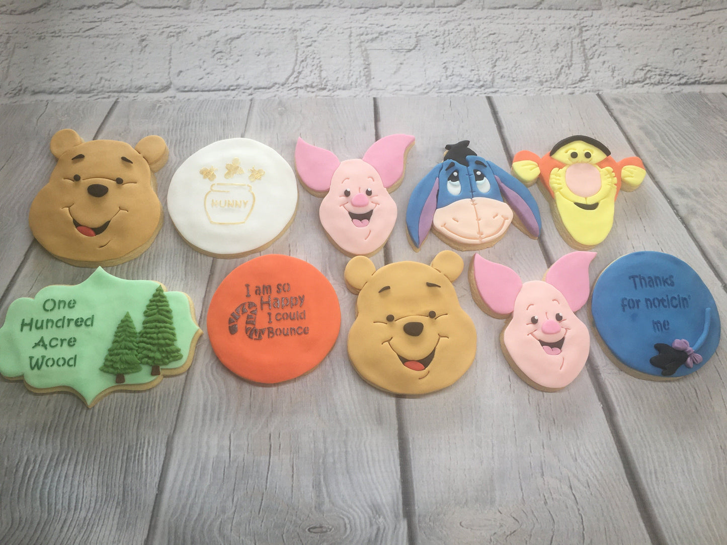 Winnie The Pooh, Tigger, Eeyore, Piglet Sugar Cookies with decorative fondant detailing Birthday Gift, Party Favour