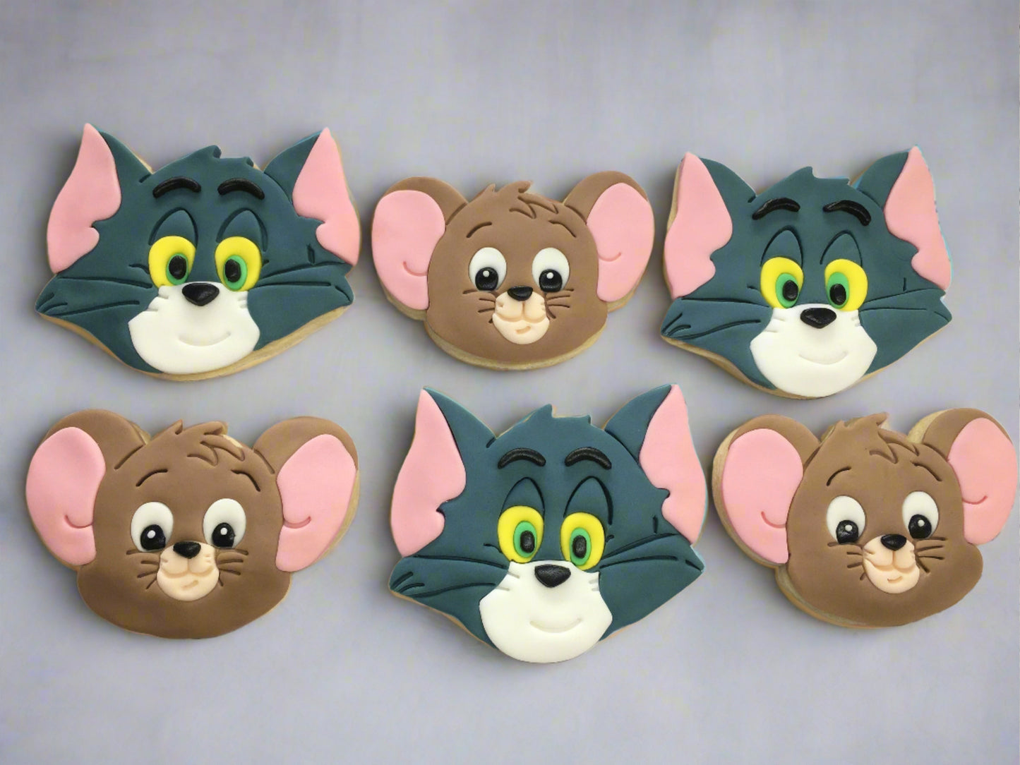 Tom & Jerry inspired Sugar Cookies with decorative fondant detailing Birthday Gift/Party Favours