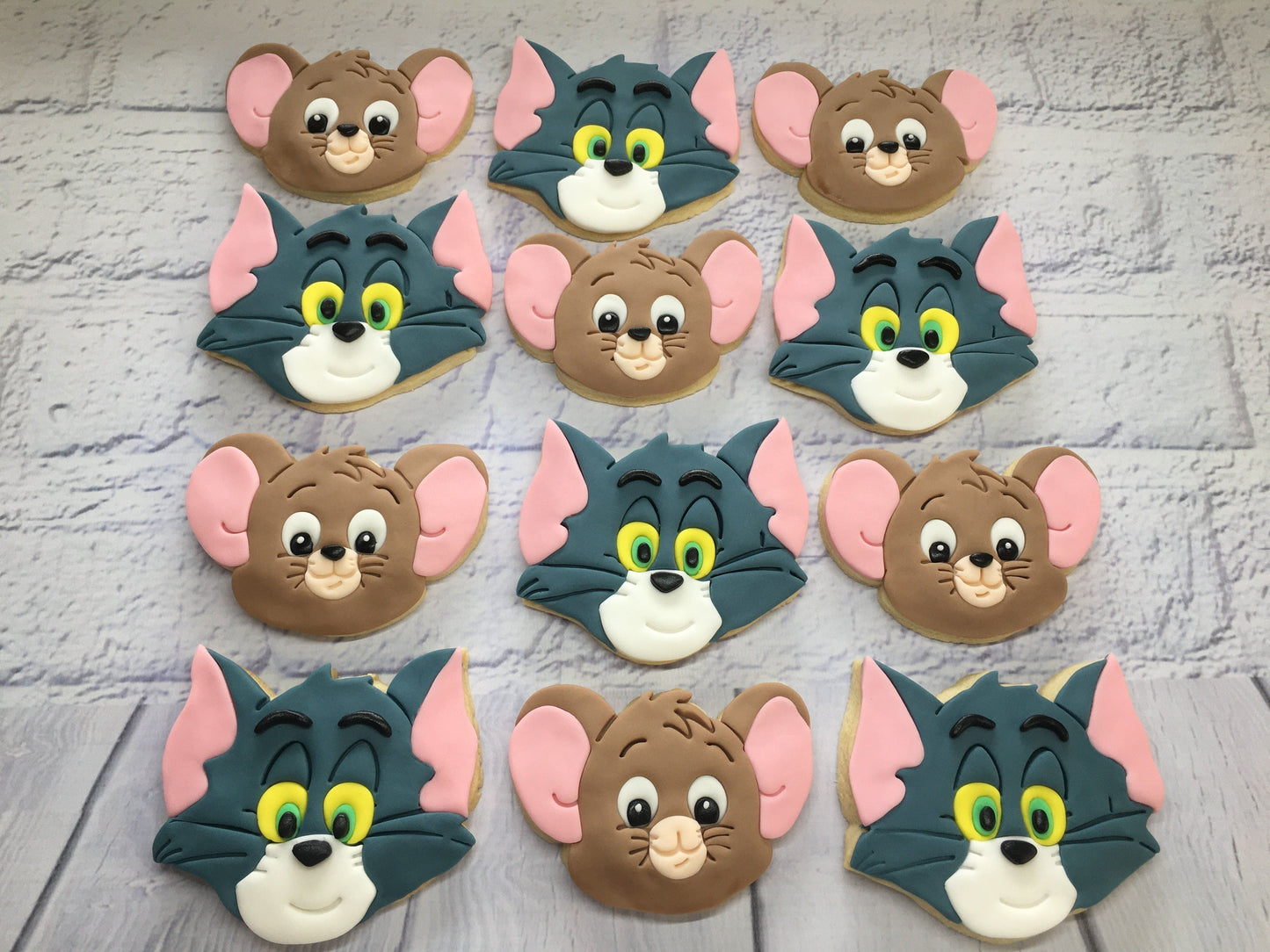 Tom & Jerry inspired Sugar Cookies with decorative fondant detailing Birthday Gift/Party Favours