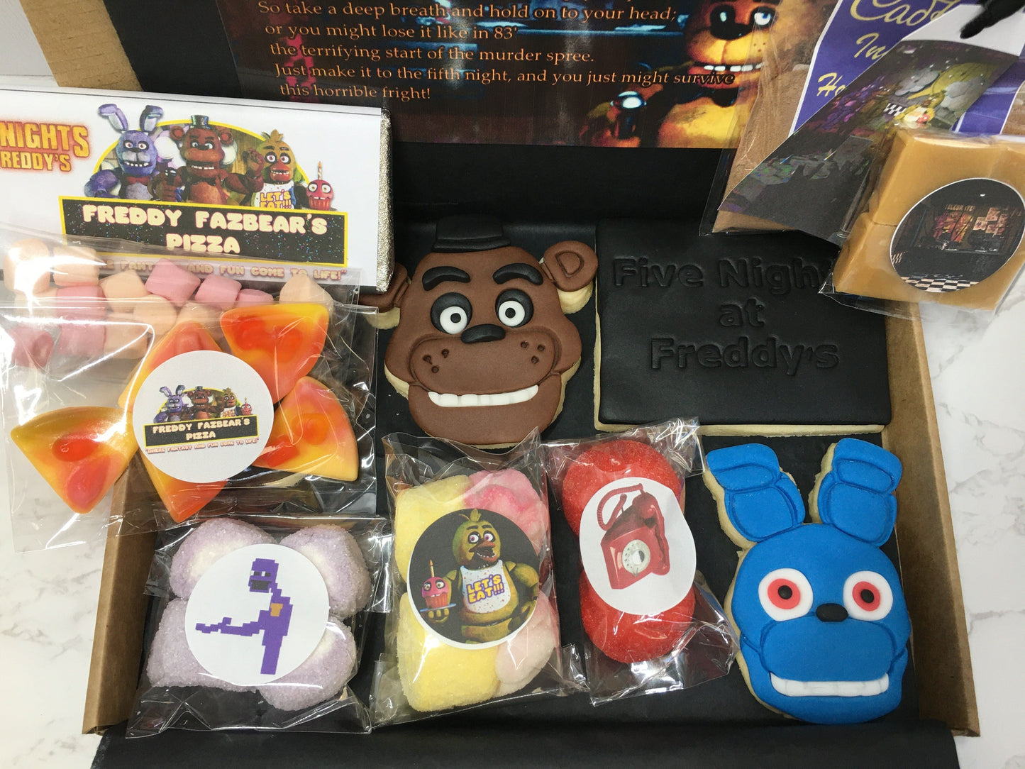 Five Nights at Freddy's, FNAF,  Freddy/Bonnie/Chica/Purple Guy/Gamer Treat Box, Halloween Afternoon Tea, Letterbox Gift, Tea Gift