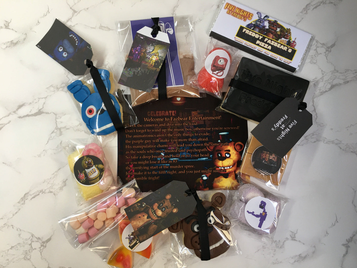 Five Nights at Freddy's, FNAF,  Freddy/Bonnie/Chica/Purple Guy/Gamer Treat Box, Halloween Afternoon Tea, Letterbox Gift, Tea Gift